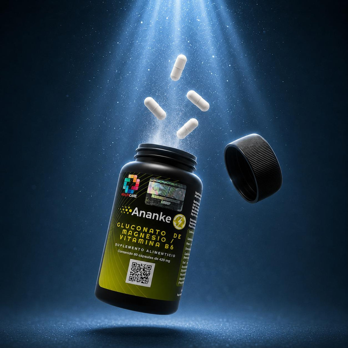 Ananke: Gluconato de Magnesio y Vitamina B6 Cápsulas | Apoyo al Descanso, Función Muscular y Energía